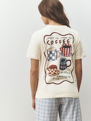 Blue Coffee Mugs/ Gingham Print Short Sleeve Pyjamas - Image 5 of 15