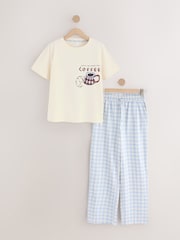 Blue Coffee Mugs/ Gingham Print Short Sleeve Pyjamas - Image 6 of 15