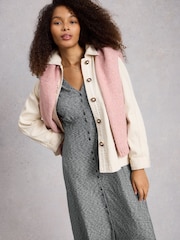 White Stuff Blue Megan Button Jersey Dress - Image 4 of 6