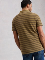 White Stuff Green Short Sleeve Utility Stripe Polo Shirt - Image 3 of 6