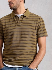 White Stuff Green Short Sleeve Utility Stripe Polo Shirt - Image 4 of 6