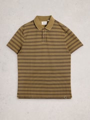 White Stuff Green Short Sleeve Utility Stripe Polo Shirt - Image 5 of 6