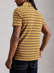 White Stuff Yellow Short Sleeve Utility Stripe Polo Shirt - Image 3 of 6