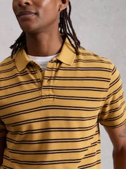 White Stuff Yellow Short Sleeve Utility Stripe Polo Shirt - Image 4 of 6