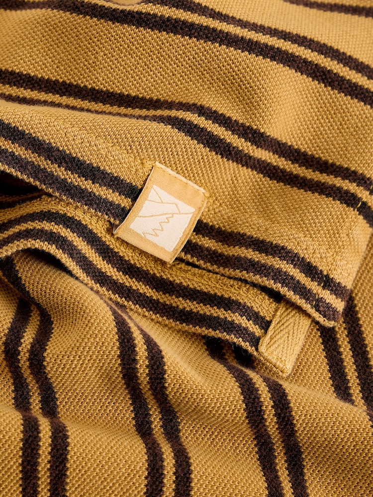 White Stuff Yellow Short Sleeve Utility Stripe Polo Shirt - Image 6 of 6