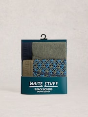 White Stuff Blue Hove Stripe & Plain Boxers 2 Pack - Image 4 of 4