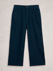White Stuff Blue Tia Linen Wide Leg Crop Trousers - Image 5 of 6