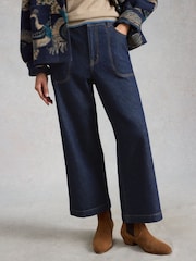 White Stuff Blue Tia Wide Leg Crop Jeans - Image 1 of 6