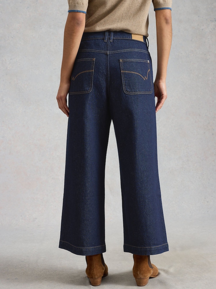 White Stuff Blue Tia Wide Leg Crop Jeans - Image 2 of 6