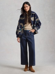 White Stuff Blue Tia Wide Leg Crop Jeans - Image 3 of 6