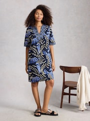 White Stuff Blue Ash Linen Dress - Image 3 of 6