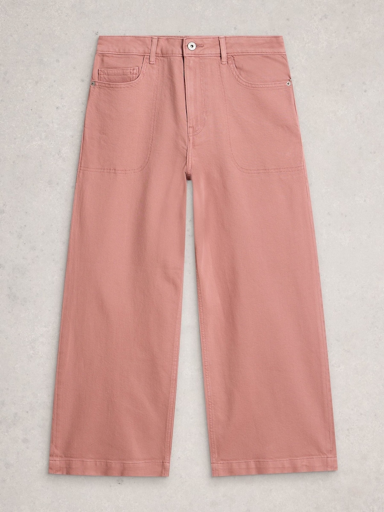 White Stuff Pink Tia Wide Leg Crop Jeans - Image 1 of 2