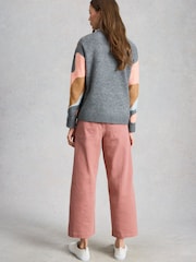 White Stuff Pink Tia Wide Leg Crop Jeans - Image 3 of 6