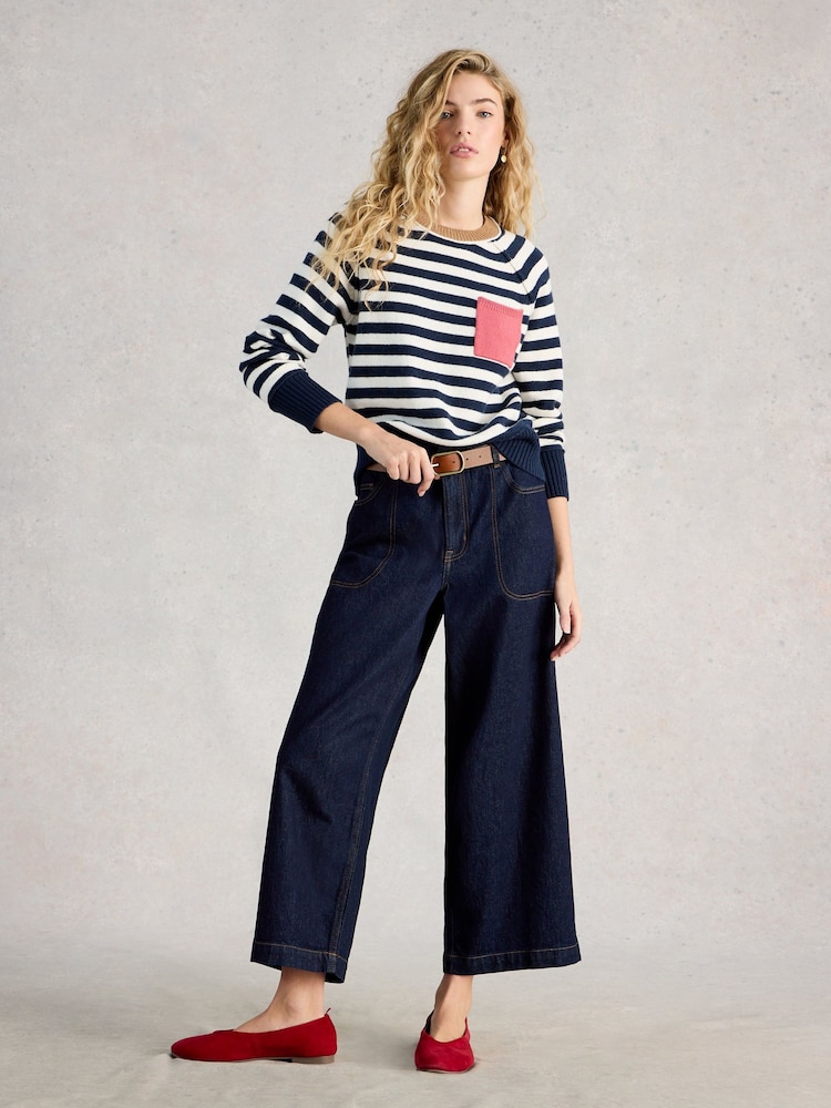 White Stuff Blue Britney Stripe Jumper - Image 1 of 6