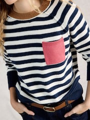 White Stuff Blue Britney Stripe Jumper - Image 4 of 6