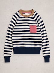White Stuff Blue Britney Stripe Jumper - Image 5 of 6