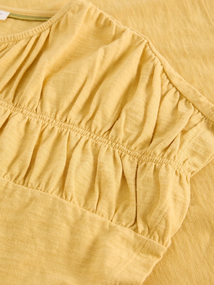 White Stuff Yellow Rachel Ruched Tee - Image 6 of 6