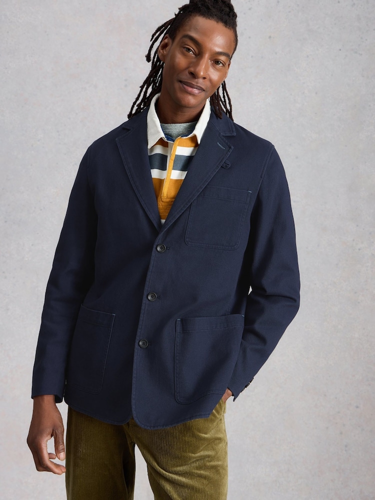 White Stuff Blue Chorley Cotton Blazer - Image 2 of 6