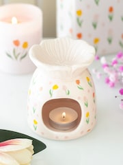 Something Different White Tulip Print Oil Burner and Wax Warmer - Image 1 of 4