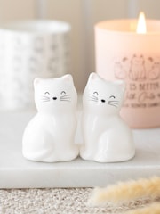 Something Different White Cat Shaped Salt and Pepper Shakers - Image 1 of 4