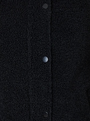 Threadbare Black Hooded Snap Borg Fleece Bomber Fleece - Image 5 of 5