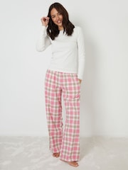 Threadbare Pink Crew Neck Long Sleeve Check Pyjamas Set - Image 1 of 4