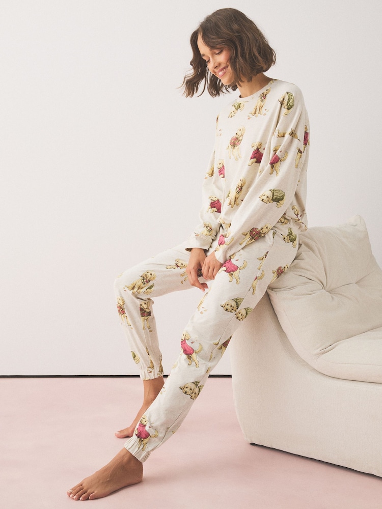 Oatmeal Charlie The Cockapoo Long Sleeve Pyjamas - Image 1 of 4 Oatmeal Charlie The Cockapoo Long Sleeve Pyjamas - Image 1 of 4