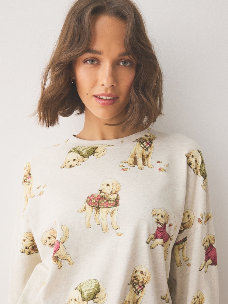 Oatmeal Charlie The Cockapoo Long Sleeve Pyjamas - Image 2 of 4 Oatmeal Charlie The Cockapoo Long Sleeve Pyjamas - Image 2 of 4