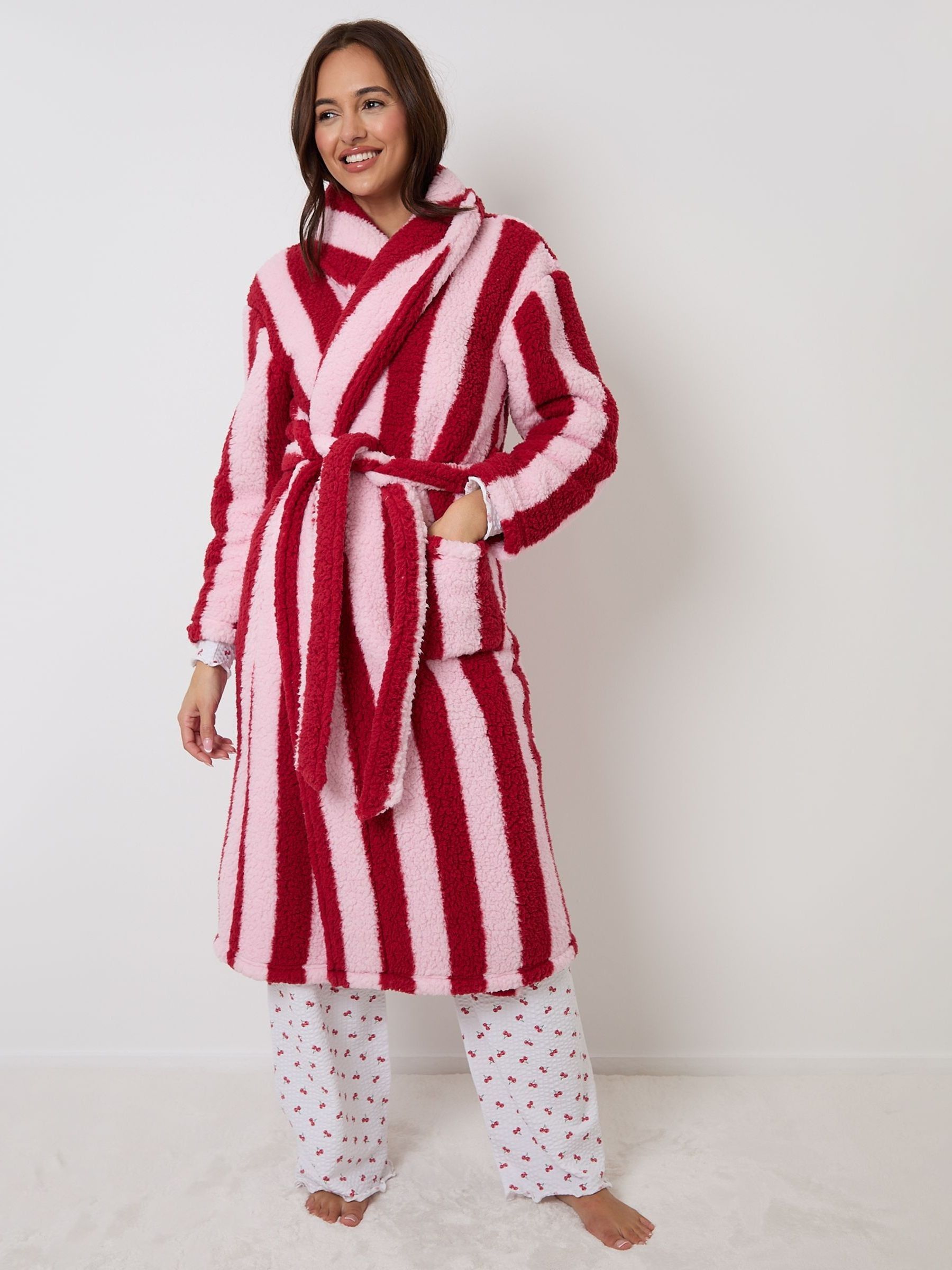 Buy Red Threadbare Stripe Borg Dressing Gown From Next Finland Buy Red Threadbare Stripe Borg Dressing Gown From Next Finland