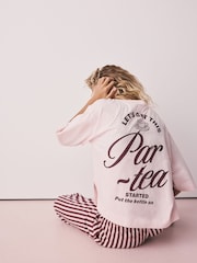 Pink Stripe Tea Graphic Short Sleeve Pyjamas - Image 1 of 5