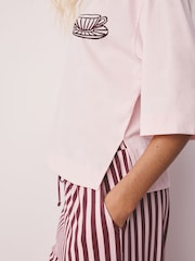 Pink Stripe Tea Graphic Short Sleeve Pyjamas - Image 3 of 5