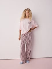 Pink Stripe Tea Graphic Short Sleeve Pyjamas - Image 4 of 5