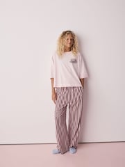 Pink Stripe Tea Graphic Short Sleeve Pyjamas - Image 5 of 5