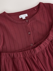 Burgundijas sarkans - Ribbed Button Down Long Sleeve Pyjamas - Attēls 2 no 3