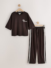 Chocolate Brown Espresso Graphic Short Sleeve Pyjamas - Image 1 of 8