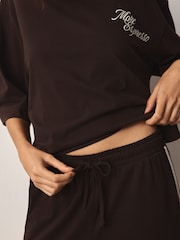 Chocolate Brown Espresso Graphic Short Sleeve Pyjamas - Image 5 of 8