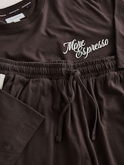 Chocolate Brown Espresso Graphic Short Sleeve Pyjamas - Image 7 of 8