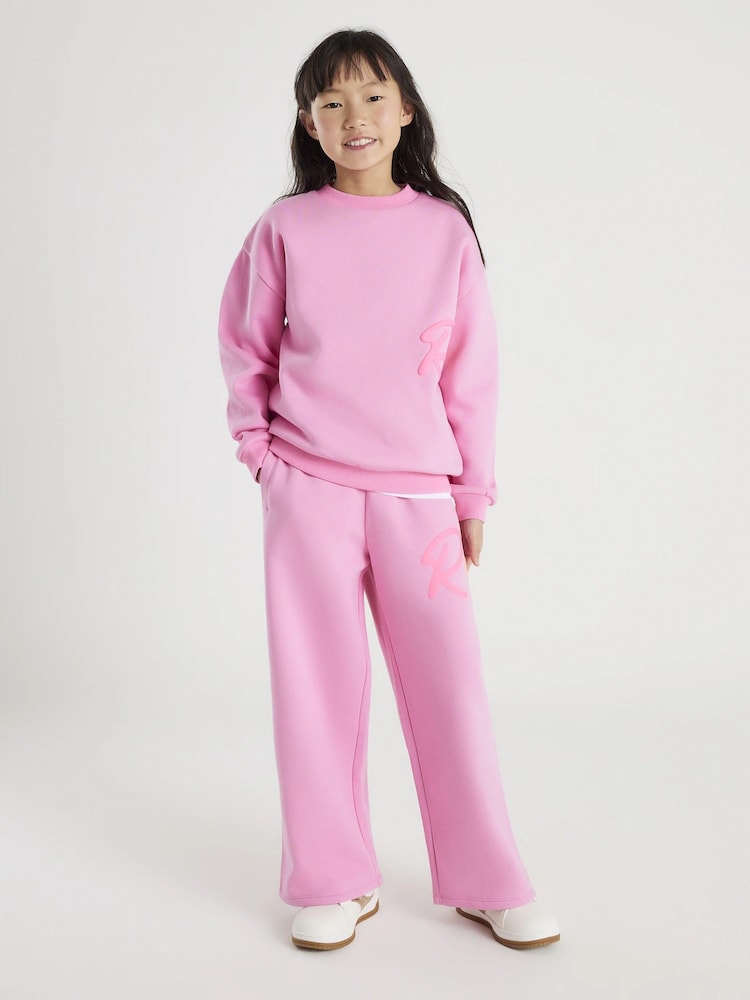 River Island Pink Sweatshirt & Wide Leg Joggers Set - Image 2 of 4