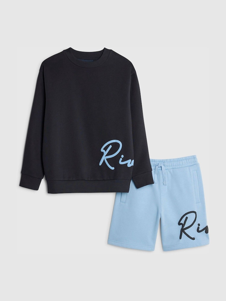 River Island Blue Sweashirt & Shorts Set - Image 1 of 5