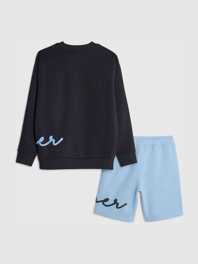River Island Blue Sweashirt & Shorts Set - Image 2 of 5