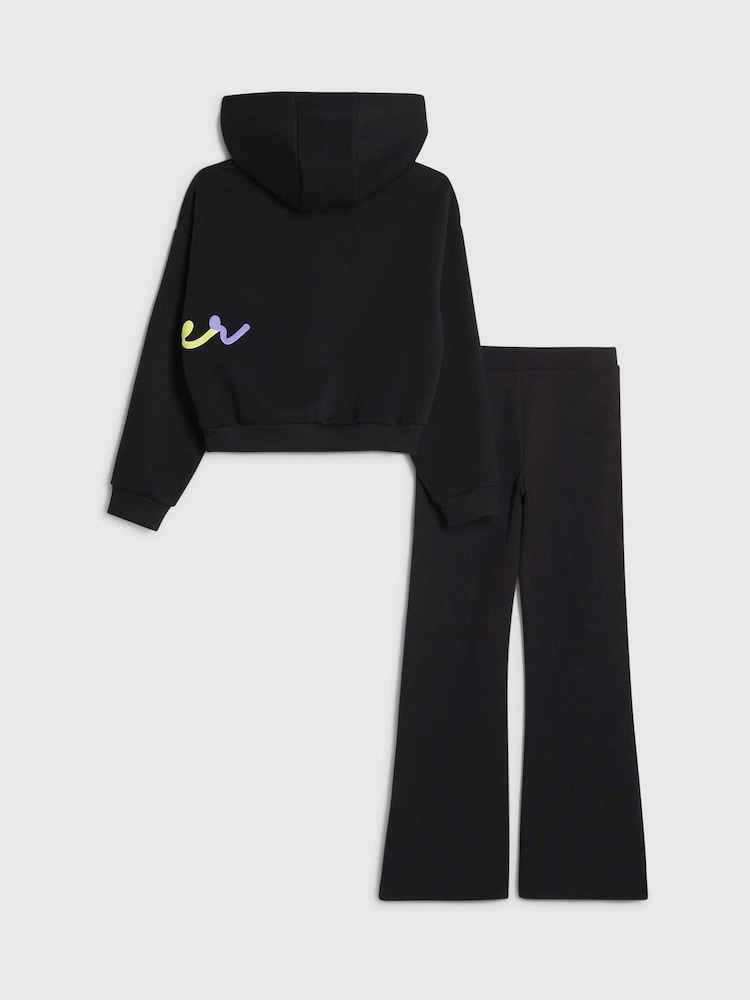 River Island Black Branded Hoodie & Kickflare Set - Image 4 of 4