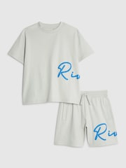 River Island Grey River T-Shirt & Short Set - Image 1 of 5