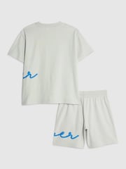 River Island Grey River T-Shirt & Short Set - Image 2 of 5