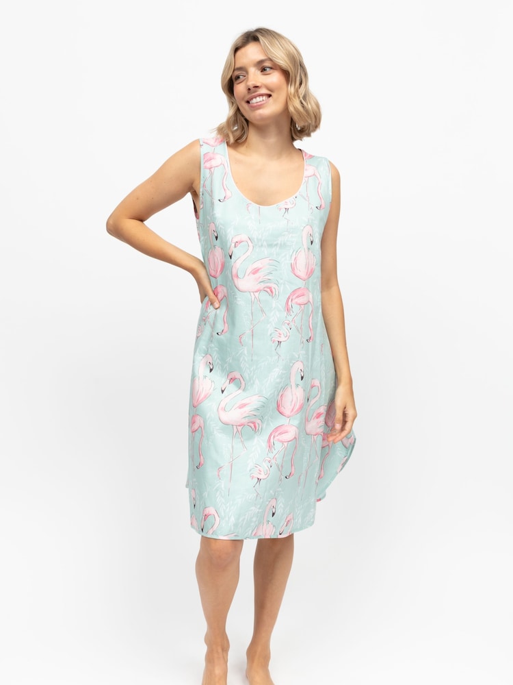 Cyberjammies Green Flamingo Print Bus Swing Nightdress - Image 1 of 3 Cyberjammies Green Flamingo Print Bus Swing Nightdress - Image 1 of 3