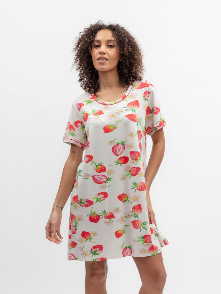 Cyberjammies Red Strawberry Printed Jersey Mini Shirt - Image 1 of 3