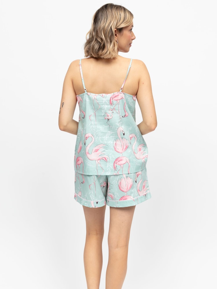 Cyberjammies Green Flamingo Print Cami And Shorts Set - Image 2 of 4