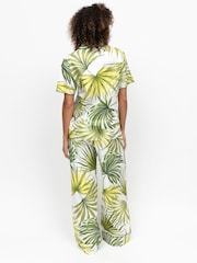 Cyberjammies Green Palm Leaf Print Short Sleve Pyjamas Set - Image 3 of 4