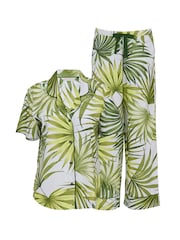 Cyberjammies Green Palm Leaf Print Short Sleve Pyjamas Set - Image 4 of 4