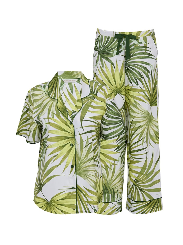Cyberjammies Green Palm Leaf Print Short Sleve Pyjamas Set - Image 4 of 4