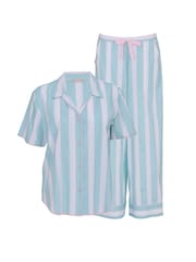 Cyberjammies Green Printed Stripe Short Sleeve Pyjamas Set - Image 4 of 4